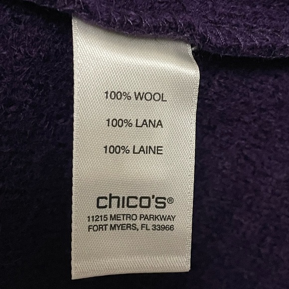 NWT Chicos Purple Luxe  Boiled Wool Cardigan Coat  Jacket  Size O - Picture 9 of 9